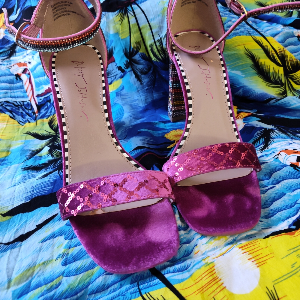 Betsey Johnson Fuchsia Sequin Heels